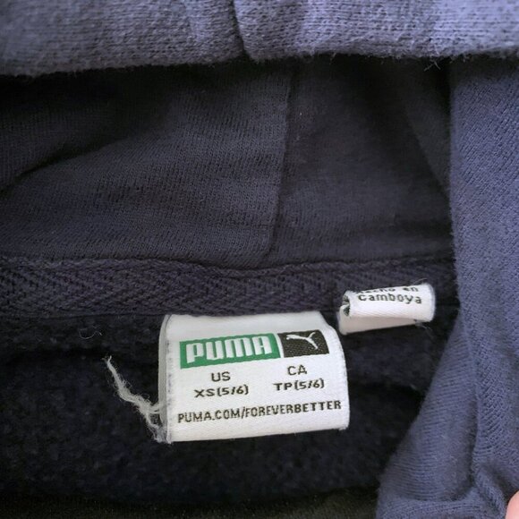 Puma Girl Navy Fleece Hoodie Sweatshirt 5T 6 years XS - Picture 5 of 7
